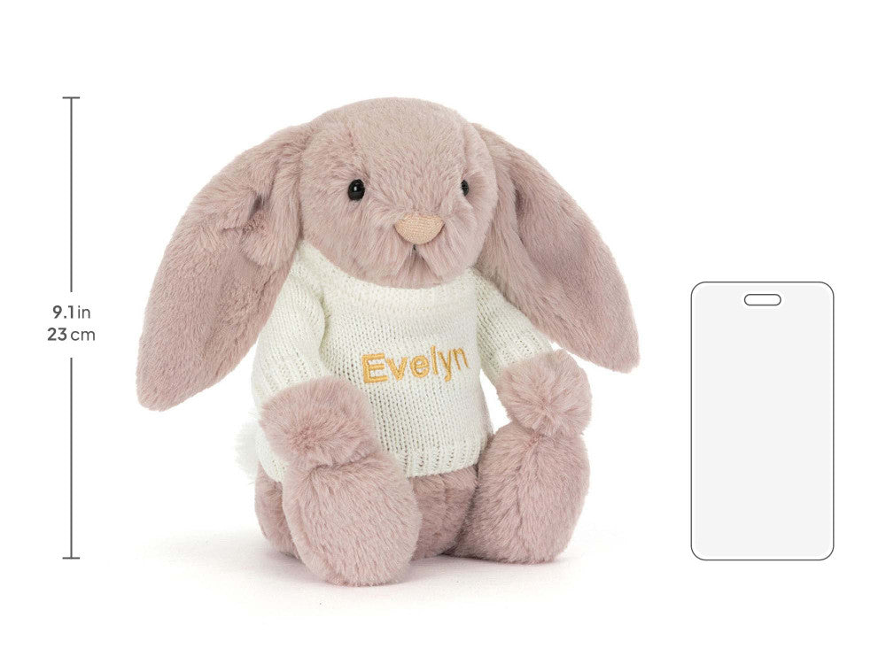 Bashful Luxe Bunny Rosa with Personalized Cream Jumper