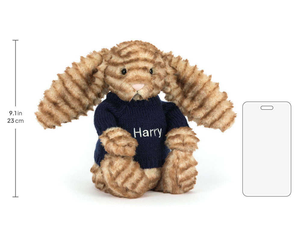 Bashful Luxe Bunny Juniper with Personalized Navy Jumper