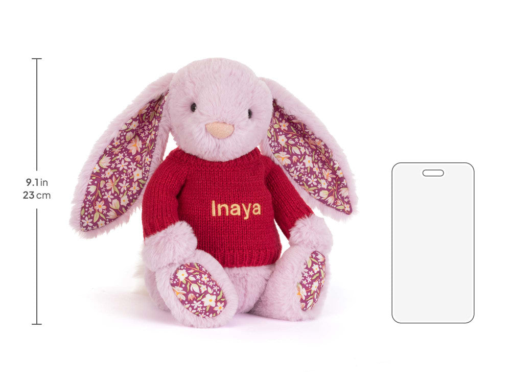 Thistlepop Blossom Luxe Bunny with Personalized Red Jumper