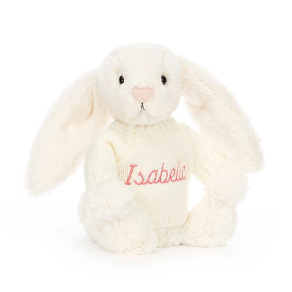 Bashful Cream Bunny with Personalized Cream Jumper