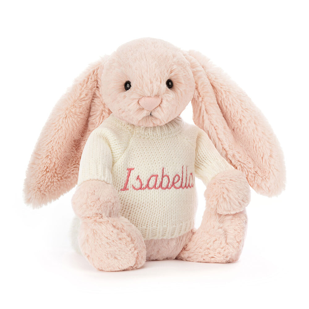 Bashful Blush Bunny with Personalized Cream Jumper