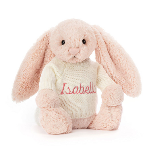 Bashful Blush Bunny with Personalized Cream Jumper