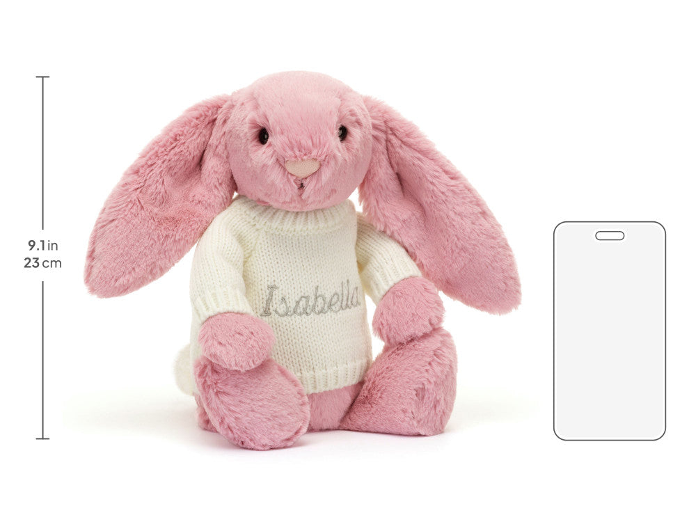 Bashful Tulip Pink Bunny with Personalized Cream Jumper