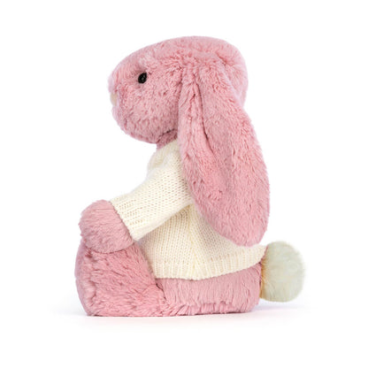 Bashful Tulip Pink Bunny with Personalized Cream Jumper