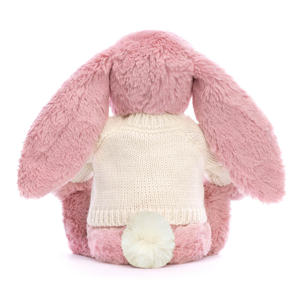 Bashful Tulip Pink Bunny with Personalized Cream Jumper