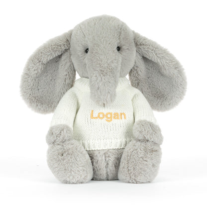 Bashful Luxe Elephant Thuddeus with Personalized Cream Jumper