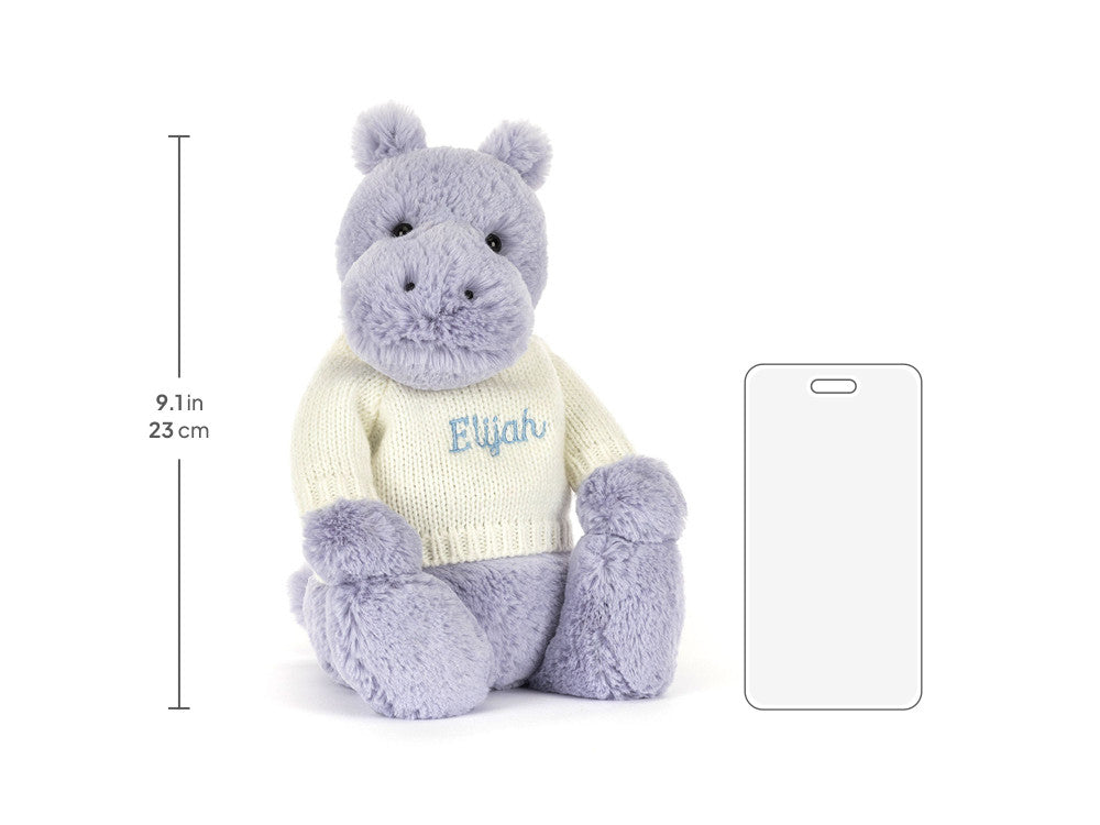 Bashful Hippo with Personalized Cream Jumper