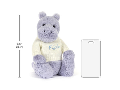 Bashful Hippo with Personalized Cream Jumper