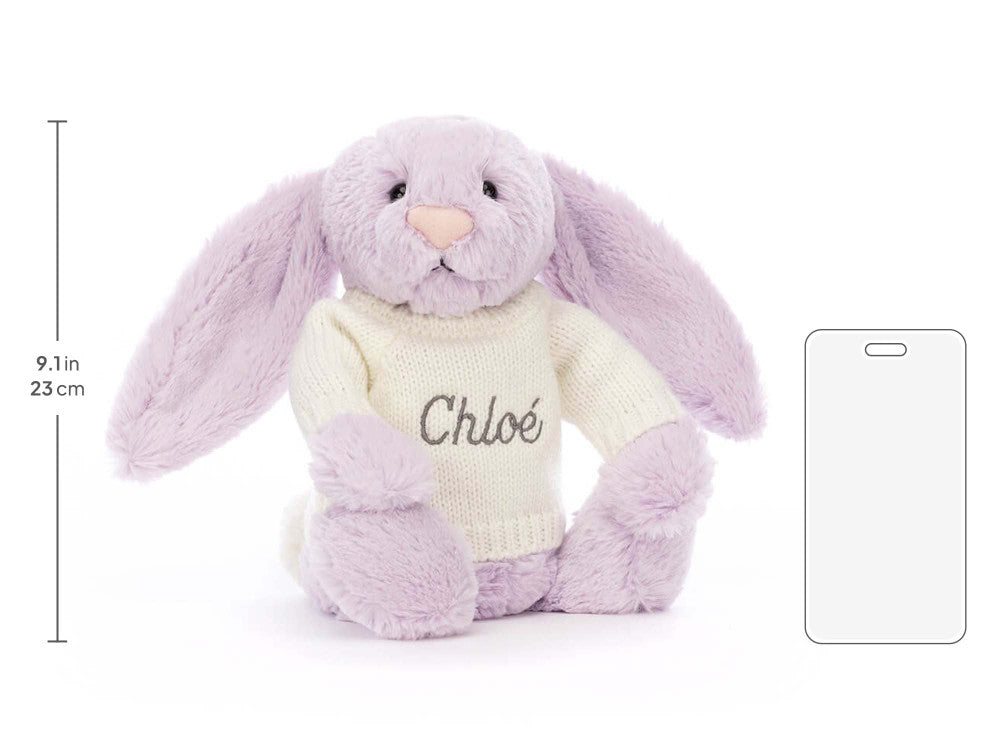 Bashful Lilac Bunny with Personalized Cream Jumper