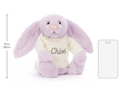 Bashful Lilac Bunny with Personalized Cream Jumper
