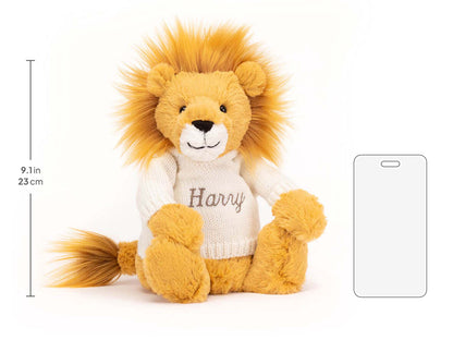 Bashful Lion with Personalized Cream Jumper