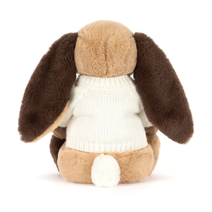 Bashful Patchwork Brown Bunny with Personalized Cream Jumper