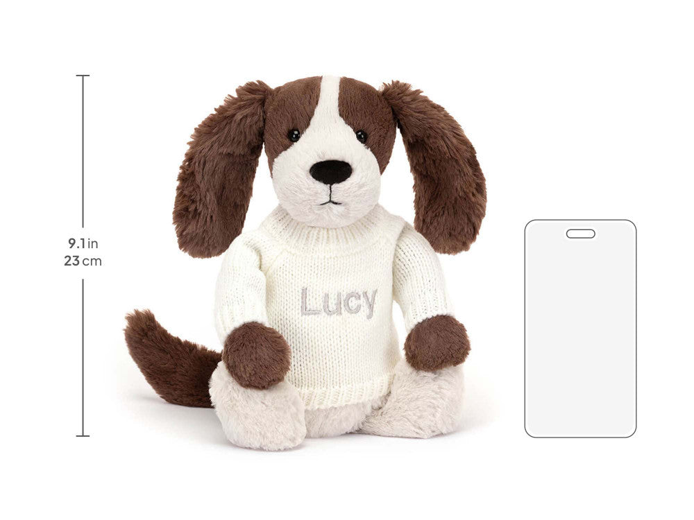 Bashful Fudge Puppy with Personalized Cream Jumper