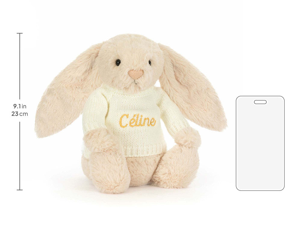 Bashful Luxe Bunny Willow with Personalized Cream Jumper
