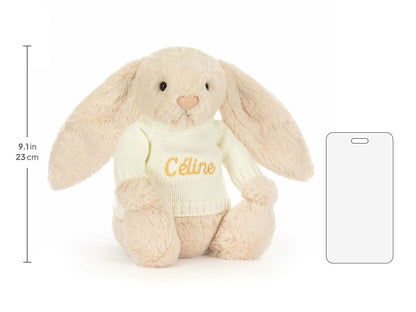 Bashful Luxe Bunny Willow with Personalized Cream Jumper
