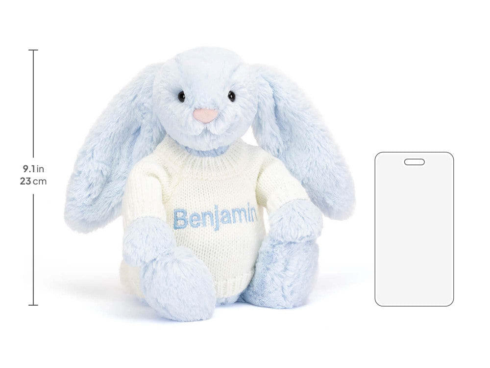 Bashful Blue Bunny with Personalized Cream Jumper