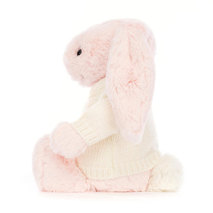Bashful Pink Bunny with Personalized Cream Jumper