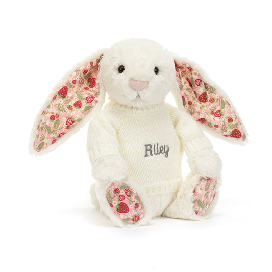Blossom Cream Bunny 'Berry' with Personalized Cream Jumper