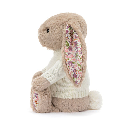Blossom Beige Bunny 'Petal' with Personalized Cream Jumper