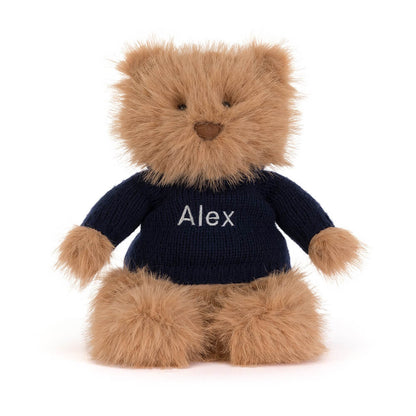 Bartholomew Bear Bouffant with Personalized Navy Jumper