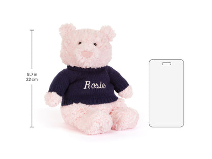 Leola Bear with Personalized Navy Jumper