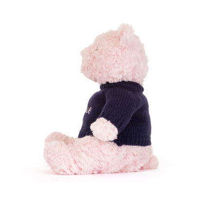 Leola Bear with Personalized Navy Jumper
