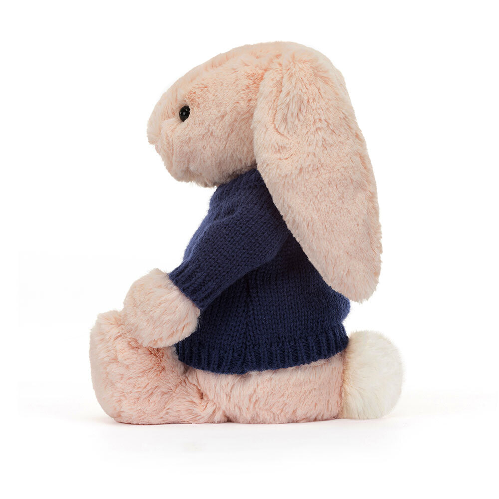 Bashful Blush Bunny with Personalized Navy Jumper