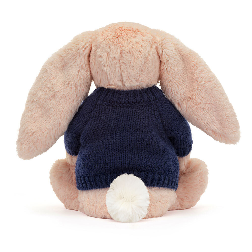 Bashful Blush Bunny with Personalized Navy Jumper
