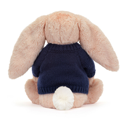 Bashful Blush Bunny with Personalized Navy Jumper