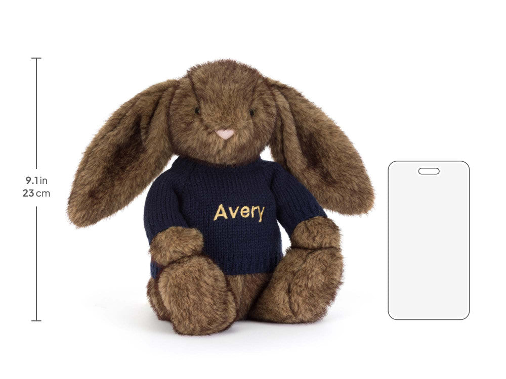 Hoppleston Luxe Bunny with Personalized Navy Jumper