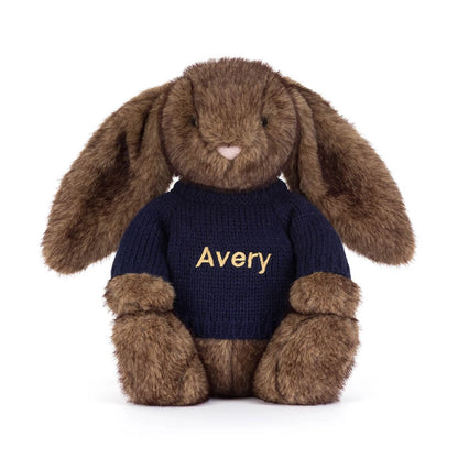 Hoppleston Luxe Bunny with Personalized Navy Jumper