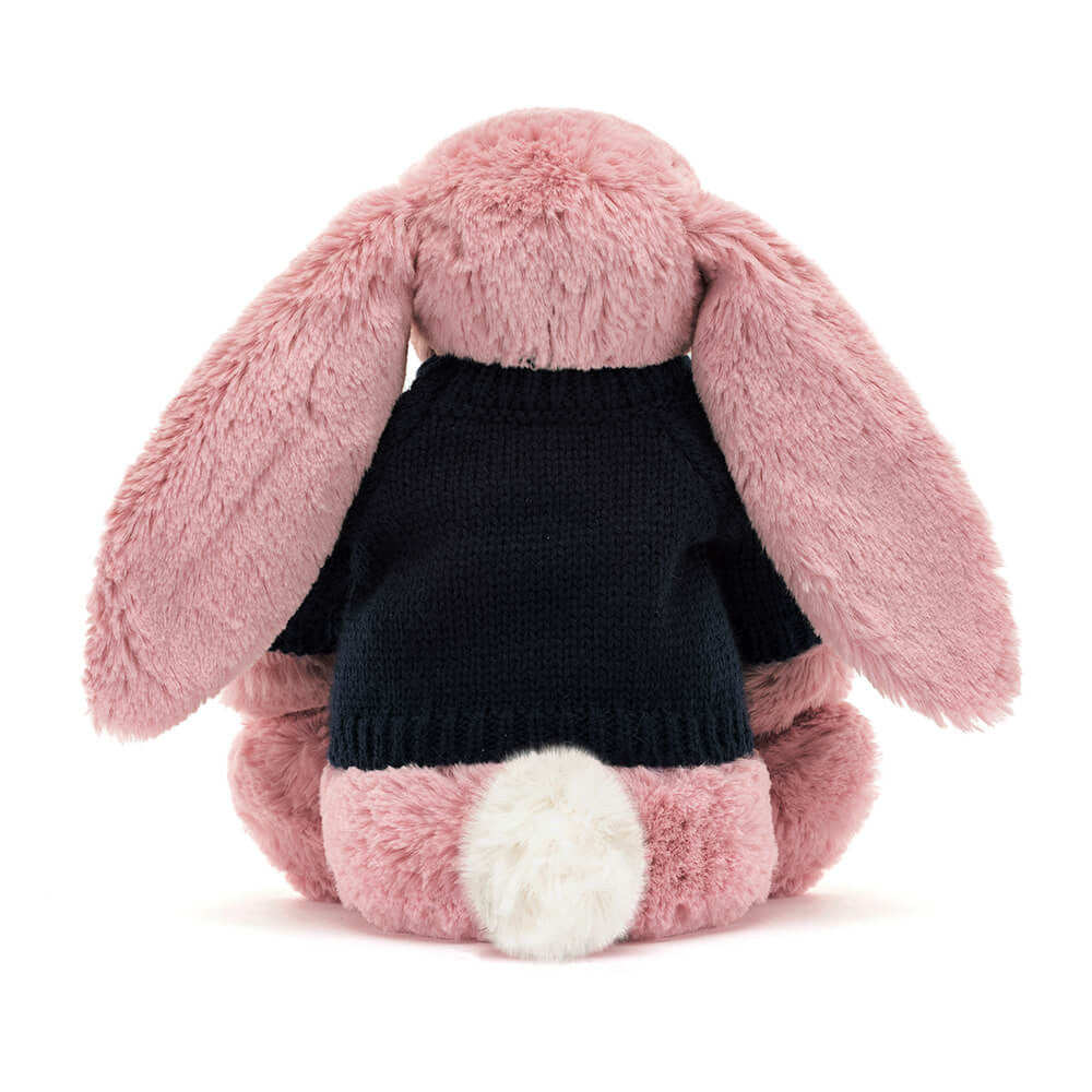 Bashful Tulip Pink Bunny with Personalized Navy Jumper