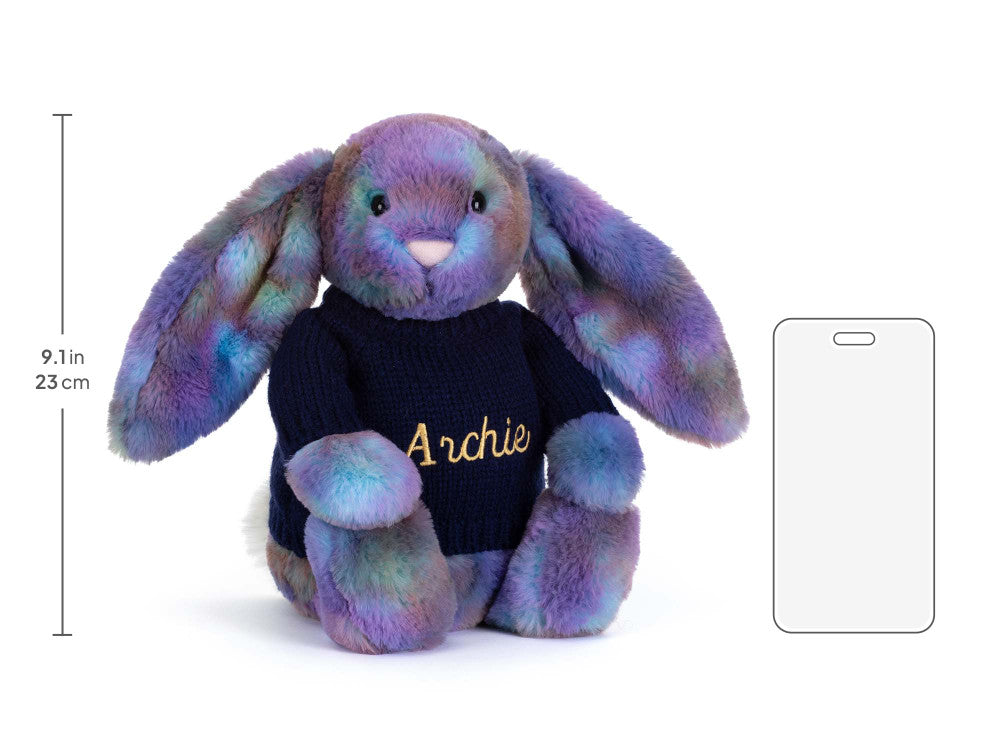 Zodihop Luxe Bunny with Personalized Navy Jumper