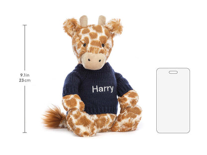 Bashful Giraffe with Personalized Navy Jumper