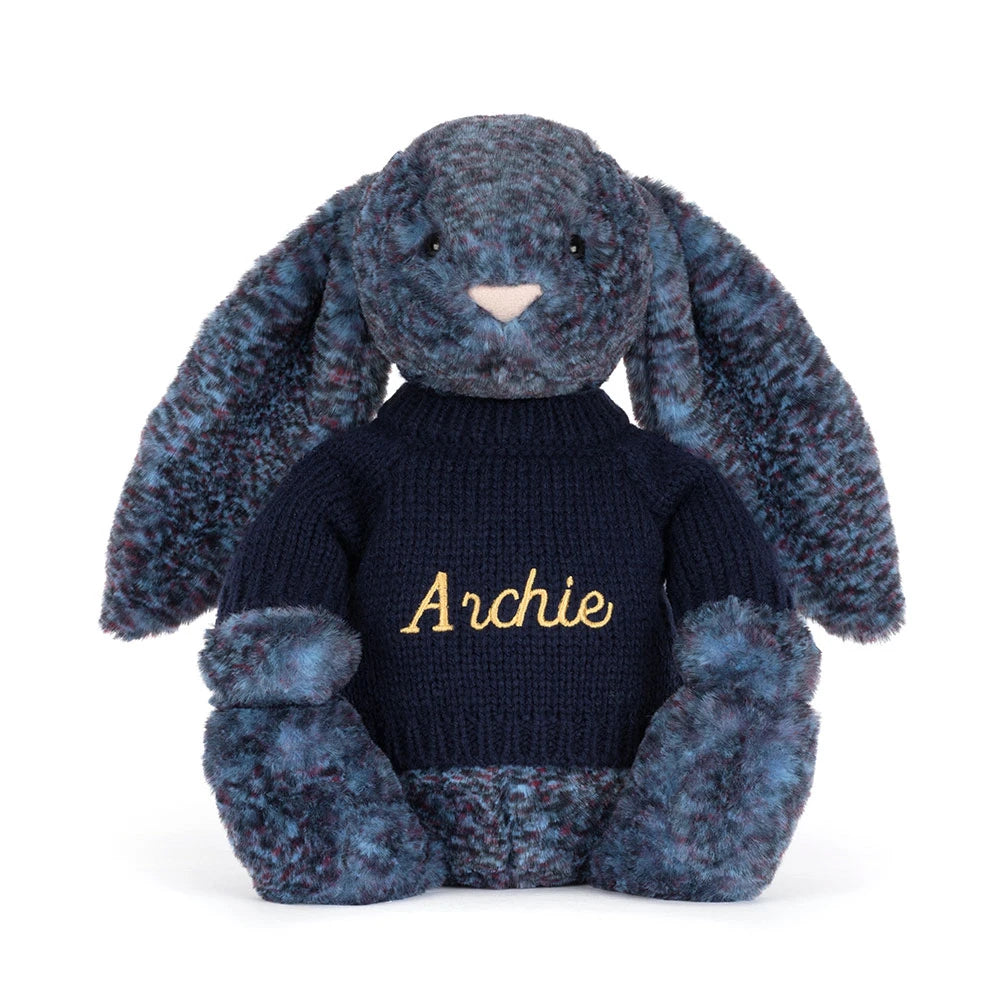 Hopscone Luxe Bunny with Personalized Navy Jumper