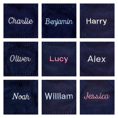 Bashful Lion with Personalized Navy Jumper