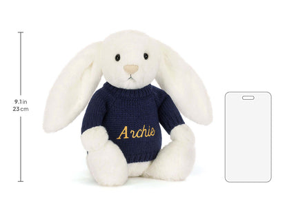 Bashful Luxe Bunny Luna with Personalized Navy Jumper