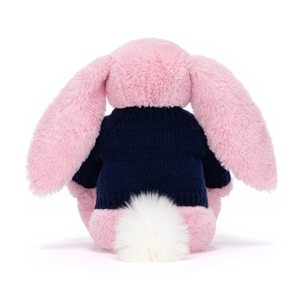 Blushkin Blossom Luxe Bunny with Personalized Navy Jumper