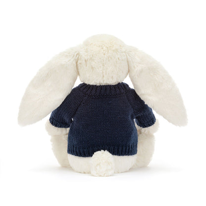 Blossom Cream Bunny 'Berry' with Personalized Navy Jumper