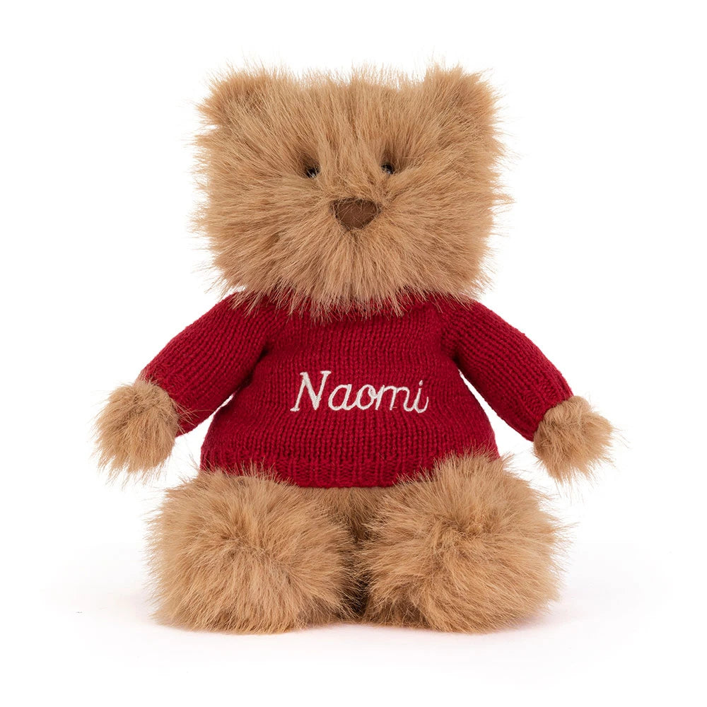 Bartholomew Bear Bouffant with Personalized Red Jumper