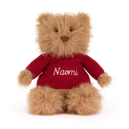 Bartholomew Bear Bouffant with Personalized Red Jumper