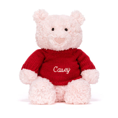 Leola Bear with Personalized Red Jumper