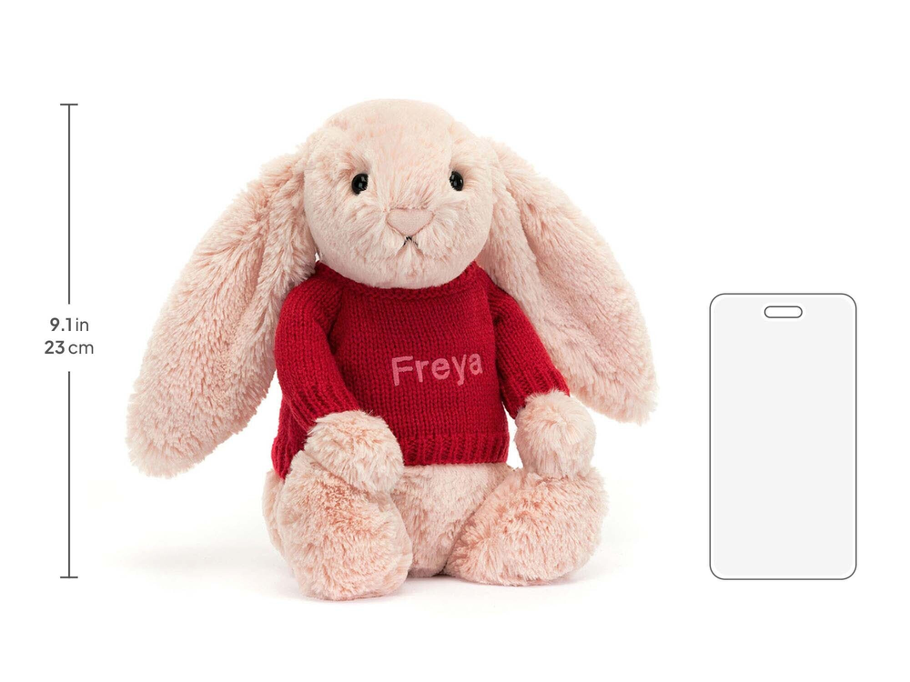 Bashful Blush Bunny with Personalized Red Jumper