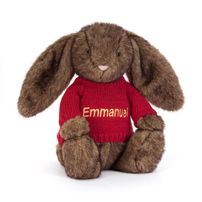 Hoppleston Luxe Bunny with Personalized Red Jumper