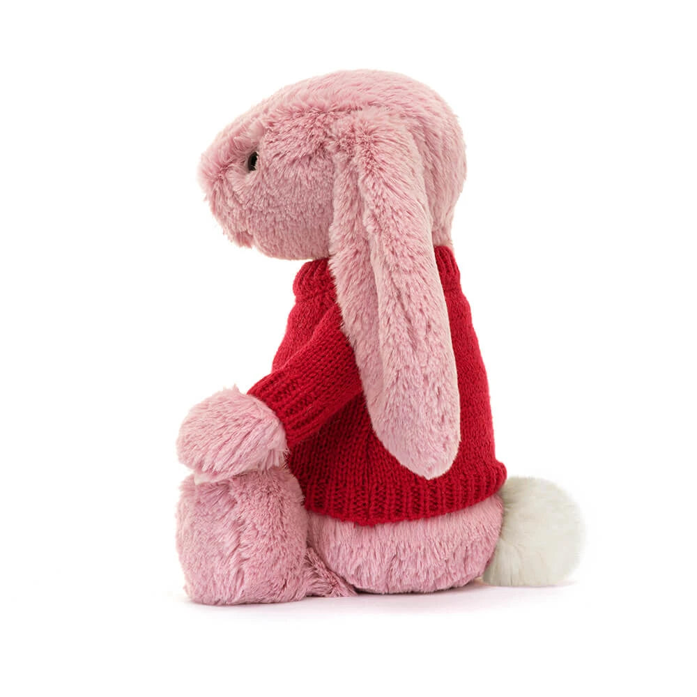Bashful Tulip Pink Bunny with Personalized Red Jumper