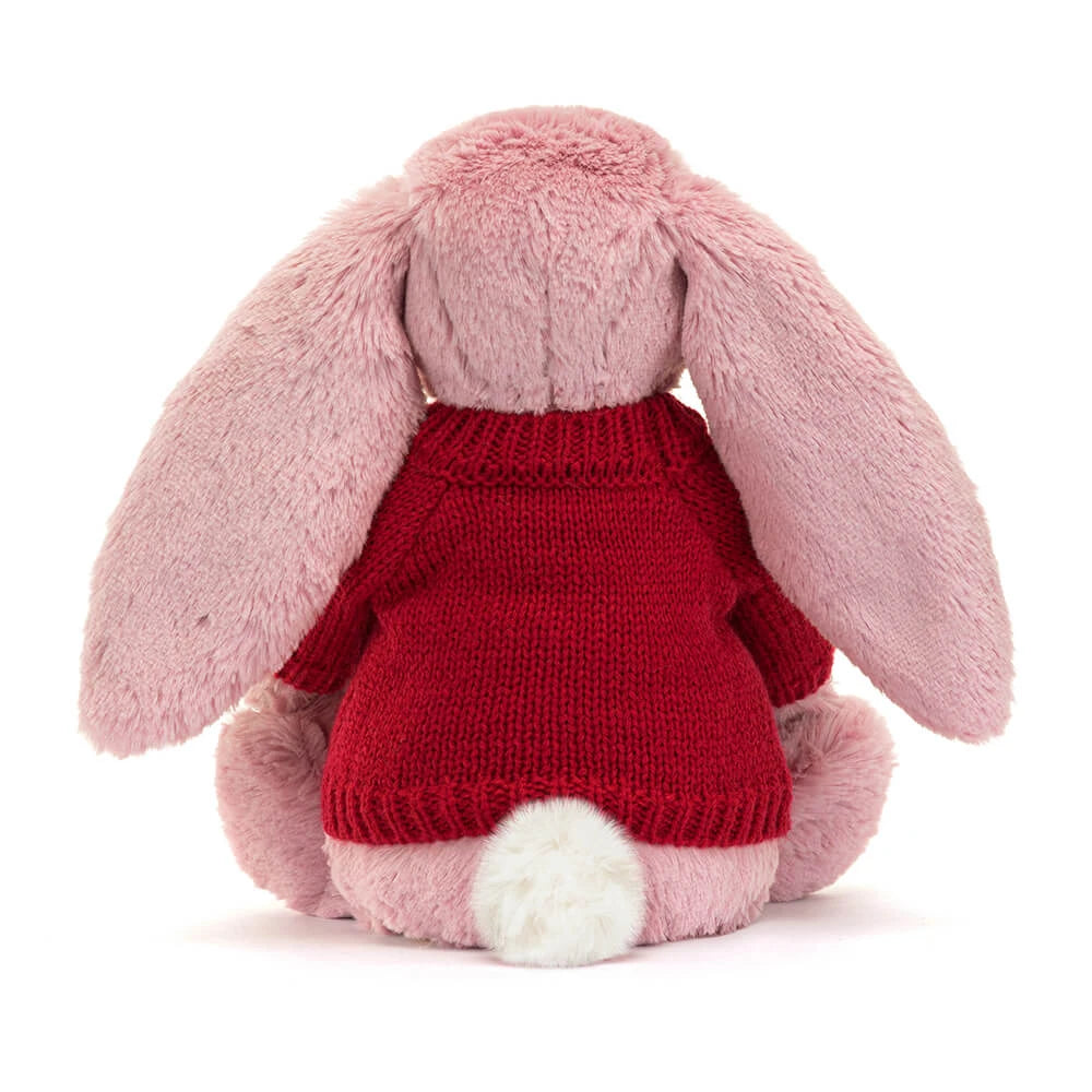 Bashful Tulip Pink Bunny with Personalized Red Jumper