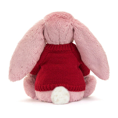 Bashful Tulip Pink Bunny with Personalized Red Jumper