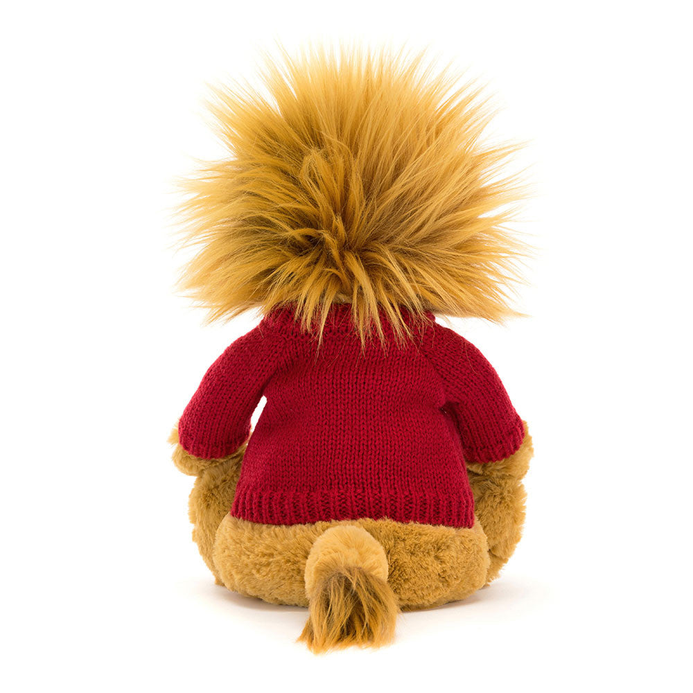 Bashful Lion with Personalized Red Jumper