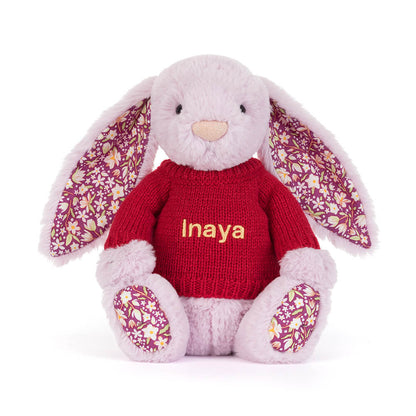 Thistlepop Blossom Luxe Bunny with Personalized Red Jumper