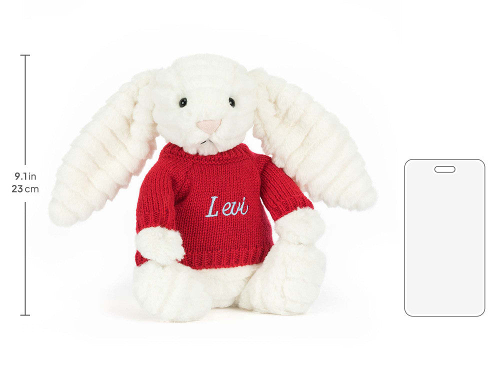 Bashful Luxe Bunny Nimbus with Personalized Red Jumper